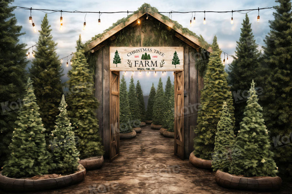 Kate Christmas Tree Farm Entrance Backdrop for Photography