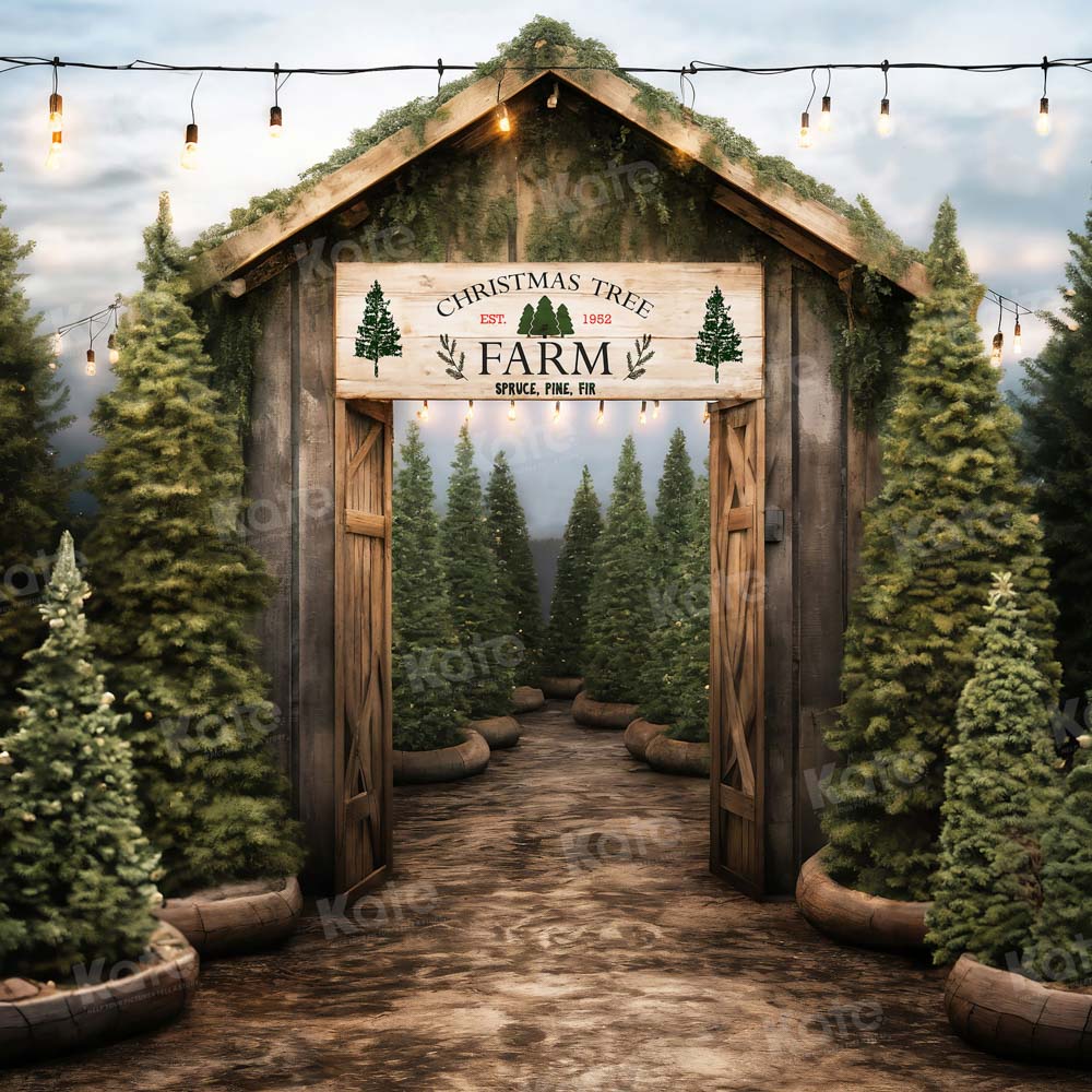 Kate Christmas Tree Farm Entrance Backdrop for Photography