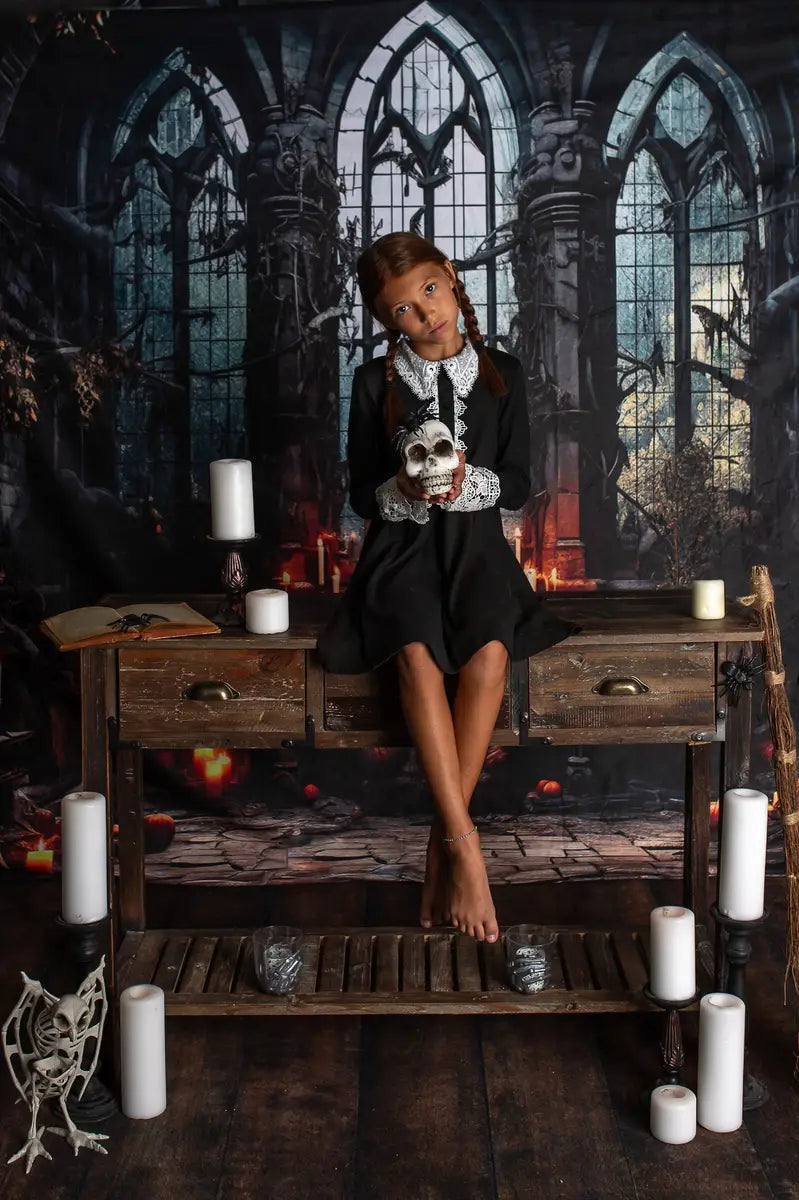 Kate Halloween Dark Church Candles Backdrop Designed by Emetselch