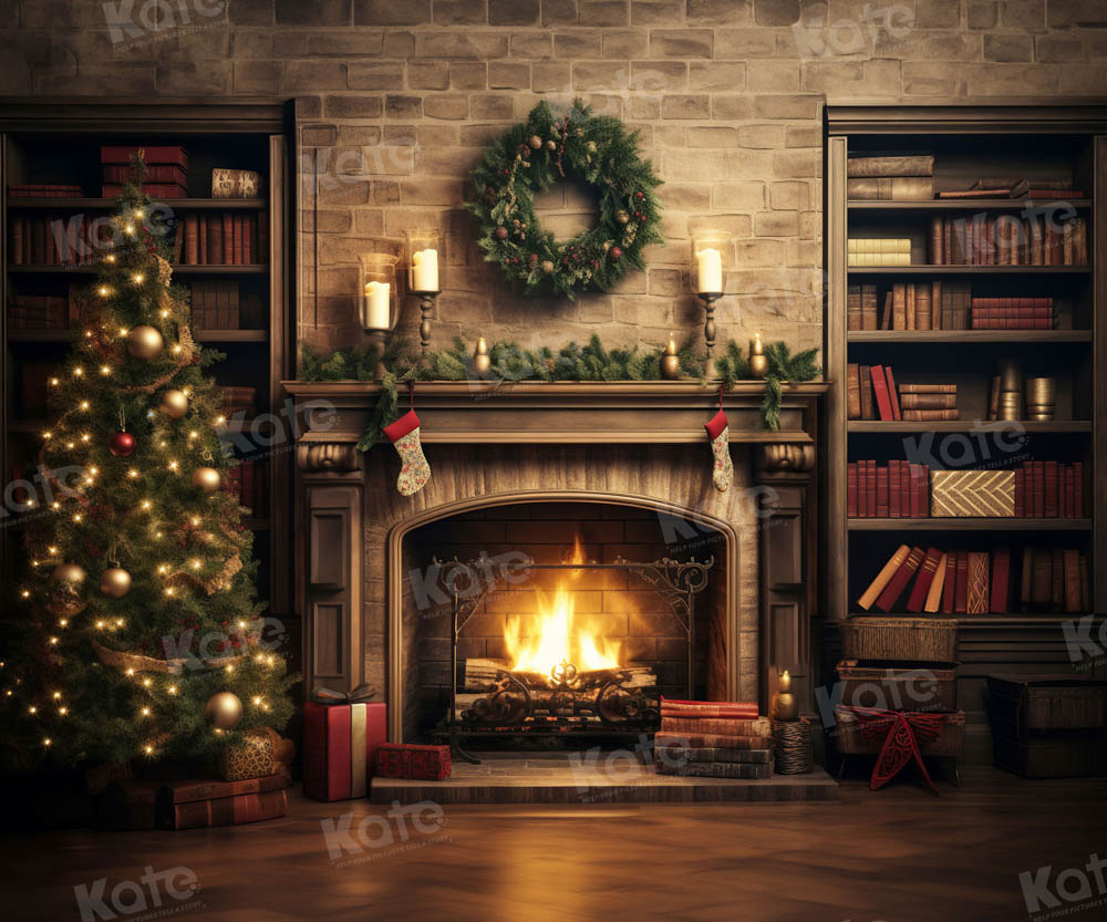 Kerstvlam Boekenwinkel Fotografie-achtergrond