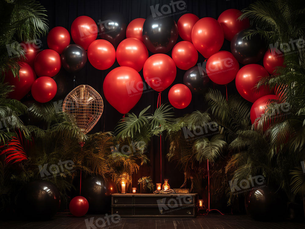 Árbol de globos y vela de fondo para fotografía.