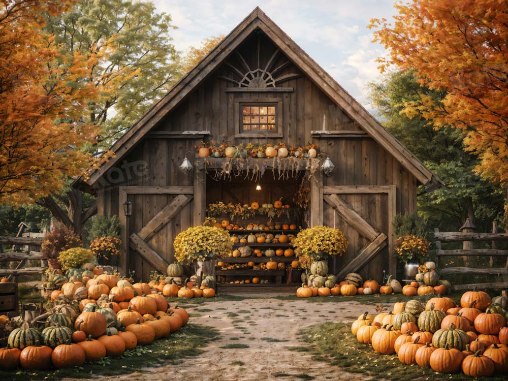 Fondo de cabaña con calabazas de otoño diseñado por Emetselch