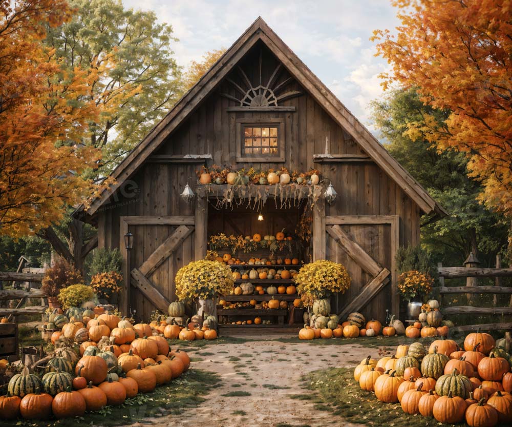 Fondo de cabaña con calabazas de otoño diseñado por Emetselch