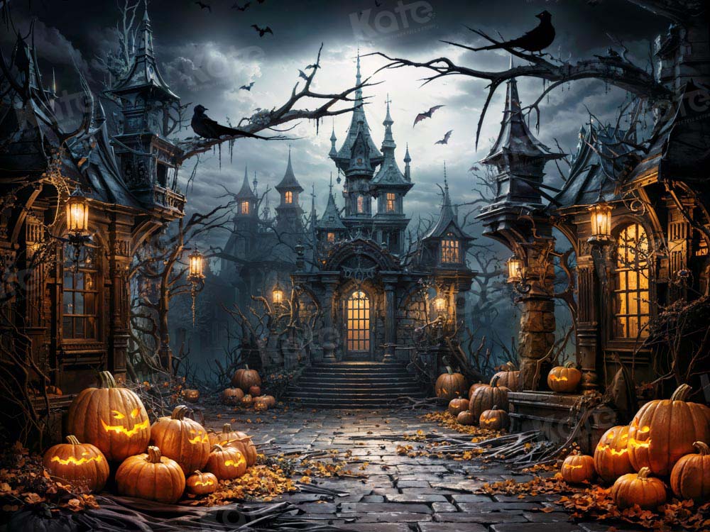 Halloween Vleermuis Pompoen Kasteel Achtergrond Ontworpen door Chain Fotografie