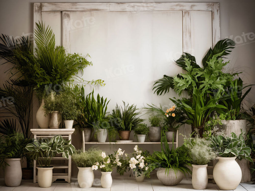 Kate White Wall Green Plant Room Backdrop for Photography