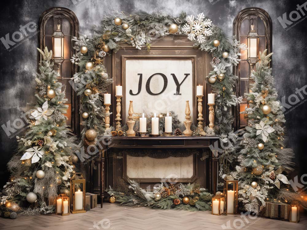 Kate Christmas Candlestick Joy Backdrop Designed by Chain Photography