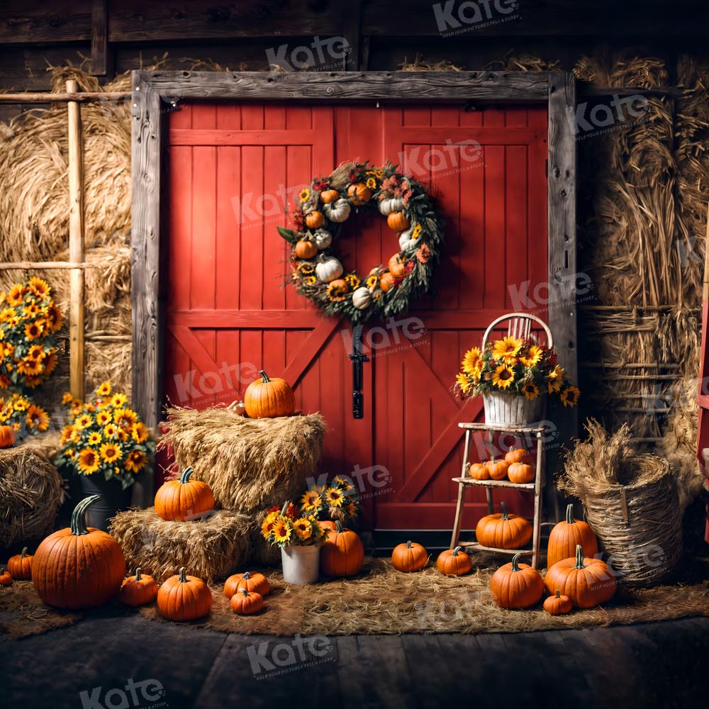 Autumn Pumpkin Garland Red Door Backdrop per Fotografia