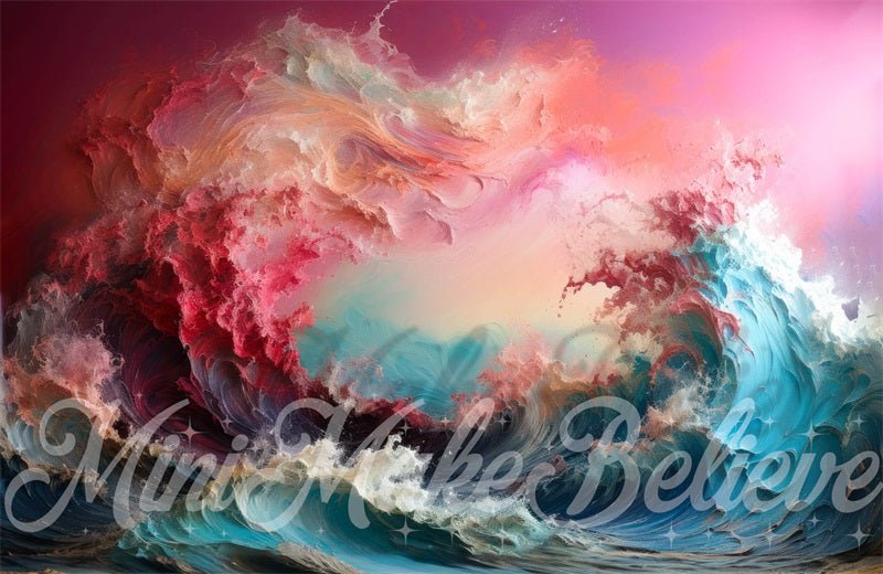 Fondo de interior de olas de puesta de sol pintadas diseñado por Mini MakeBelieve