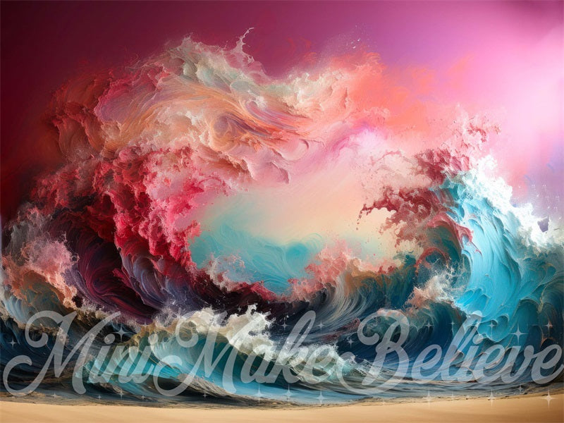 Fondo de interior de olas de puesta de sol pintadas diseñado por Mini MakeBelieve