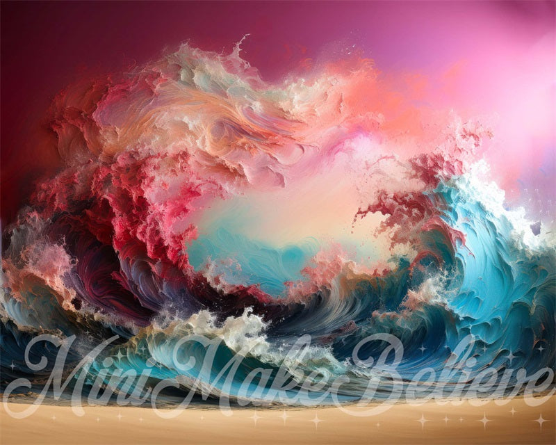 Fondo de interior de olas de puesta de sol pintadas diseñado por Mini MakeBelieve