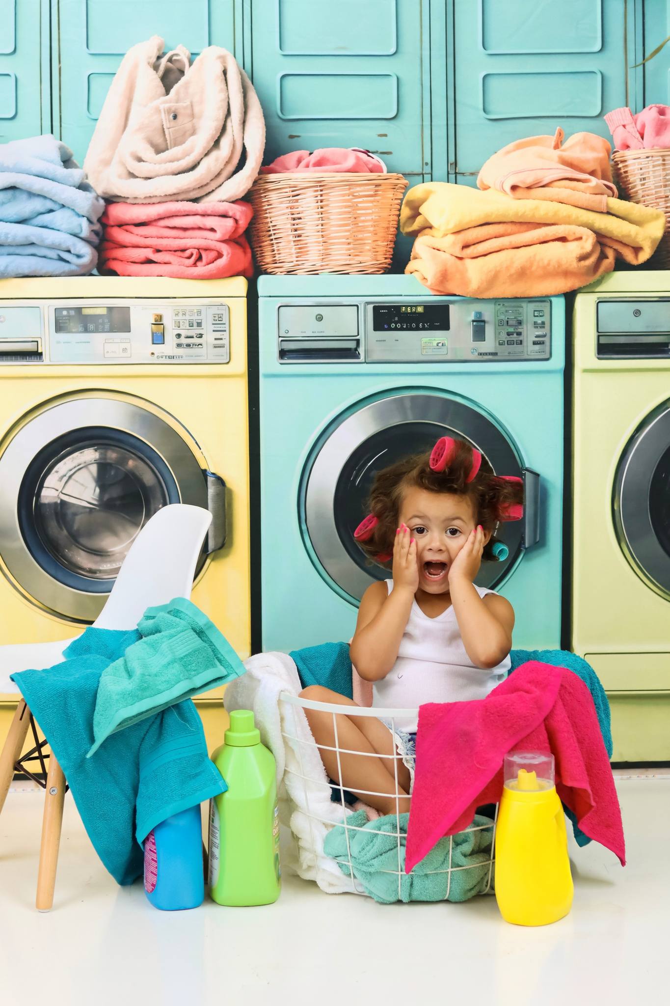 Kate Laundry Day Colorful Washing Machine Spring Backdrop Designed by Chain Photography