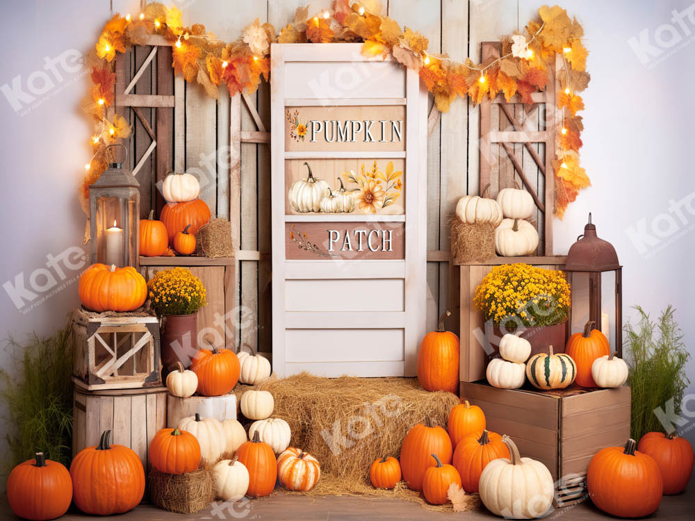 Kate Fall Pumpkin Maple Leaves Backdrop Designed by Chain Photography