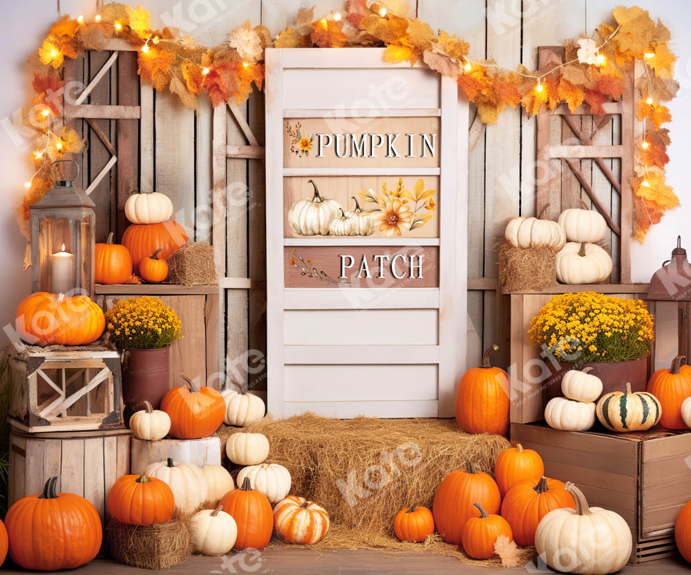 Kate Fall Pumpkin Maple Leaves Backdrop Designed by Chain Photography