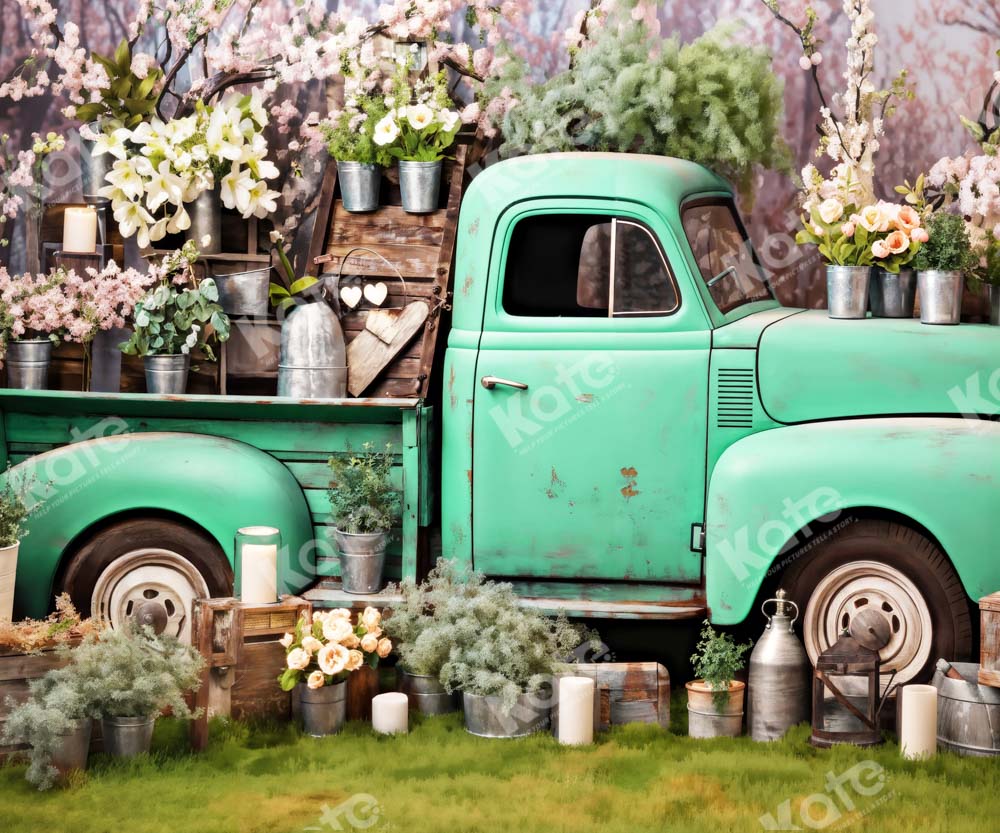 Sfondo con camion verde in primavera progettato da Emetselch