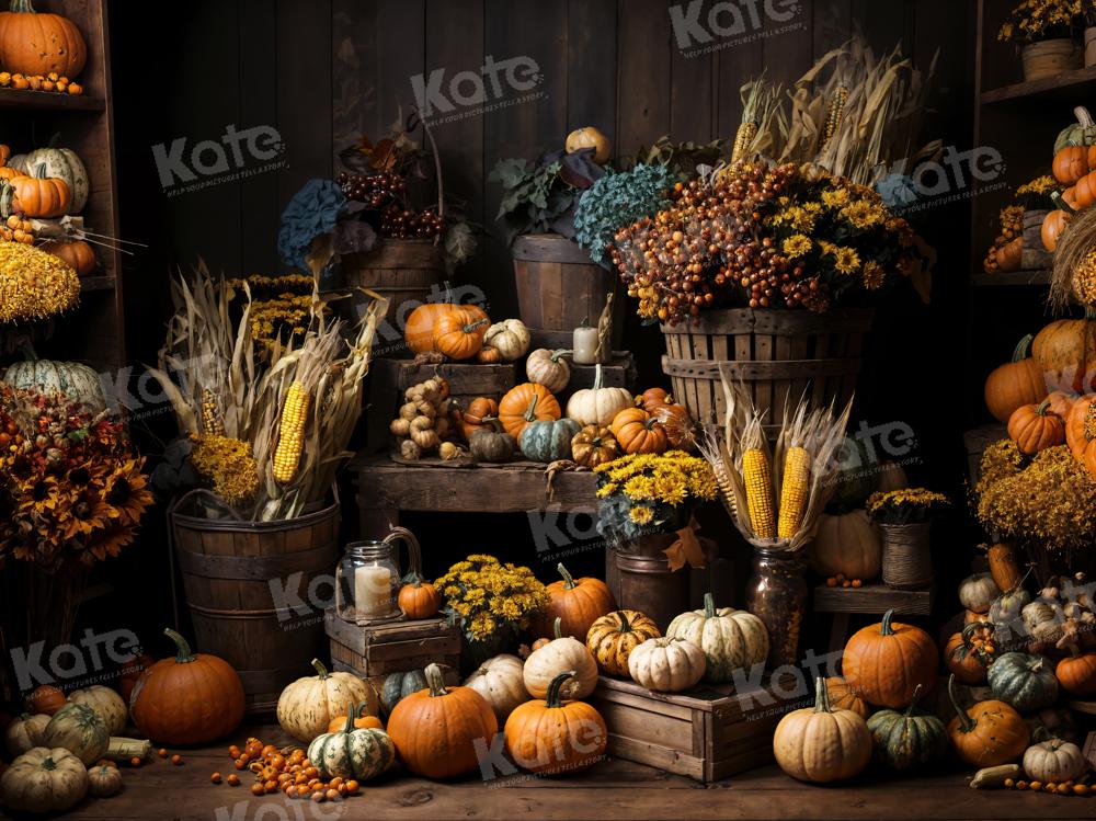 Herfst Pompoen Maïs Foto Achtergrond Ontworpen door Emetselch