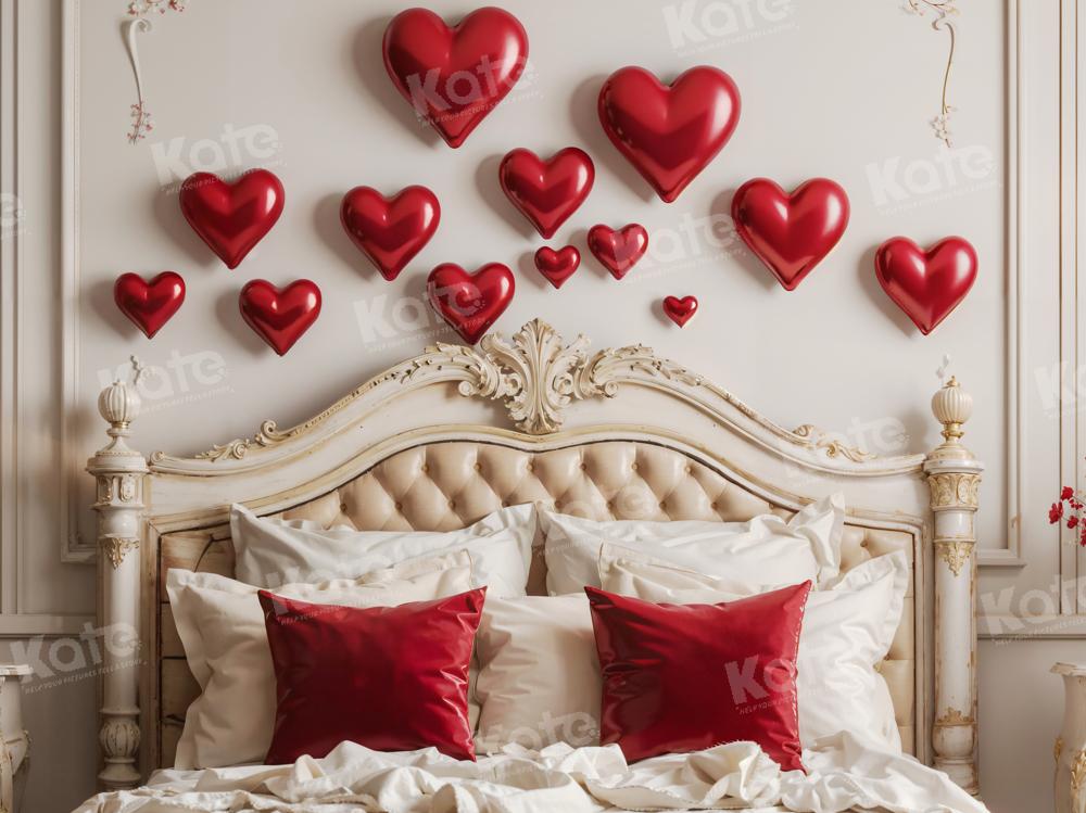 Fondo de Dormitorio con Globos Rojos de Amor para el Día de San Valentín Diseñado por Emetselch