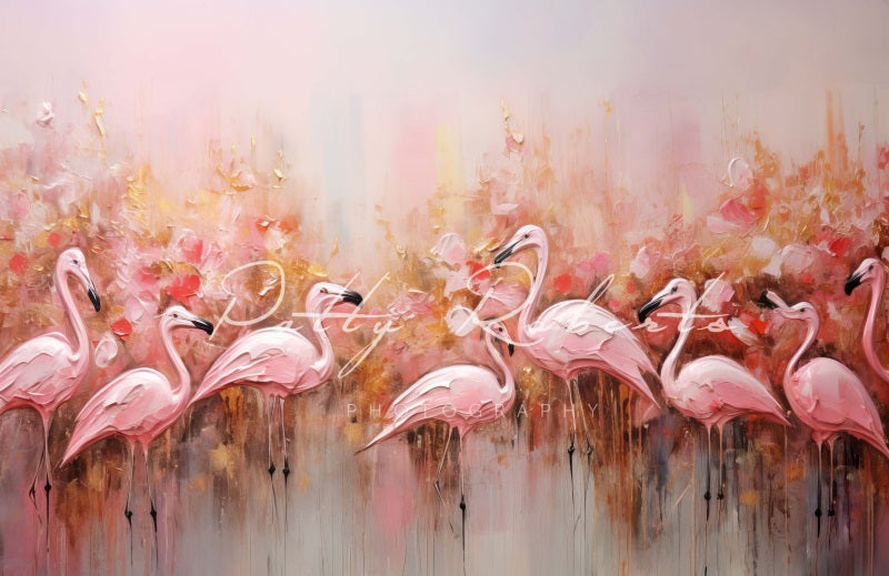 Roze flamingo's achtergrond ontworpen door Patty Robert.