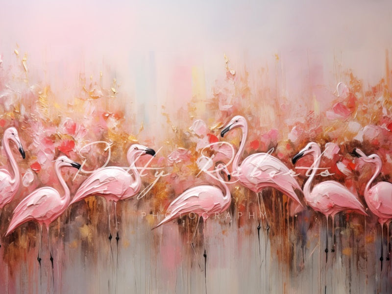 Roze flamingo's achtergrond ontworpen door Patty Robert.