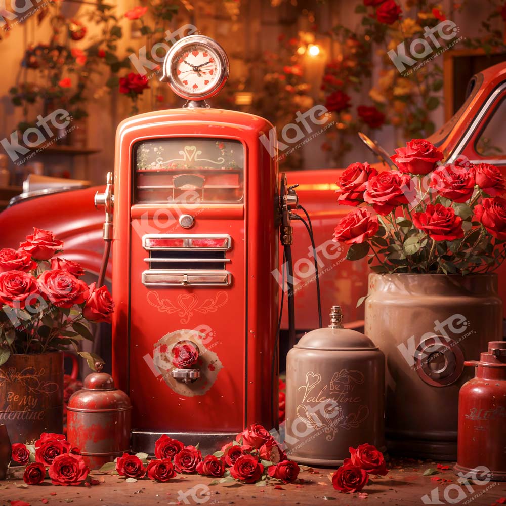 Rode Bloemen Klok Vrachtwagen Foto Achtergrond Ontworpen door Emetselch