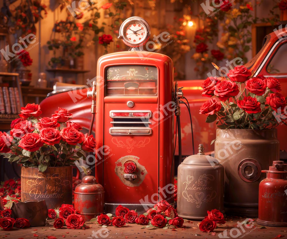 Kate Red Flower Clock Truck Backdrop Designed by Emetselch