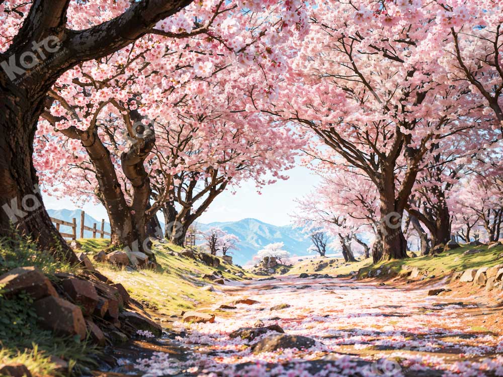 Kate Pink Sakura Tree Road Backdrop Designed by Emetselch