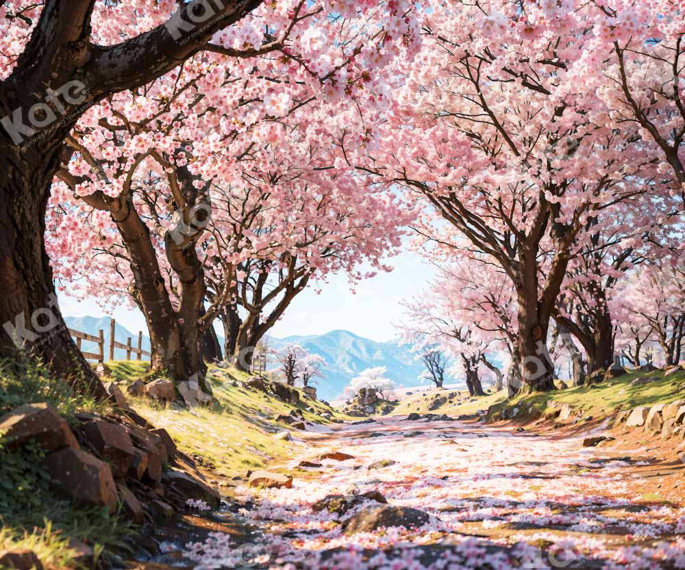 Kate Pink Sakura Tree Road Backdrop Designed by Emetselch