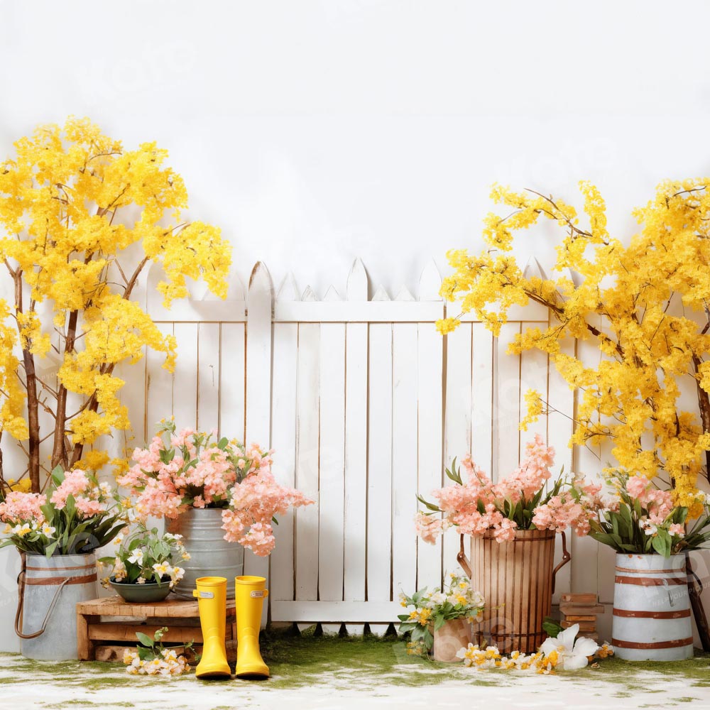 Bloemen Groene Planten Tuinhek Foto Achtergrond Ontworpen door Emetselch