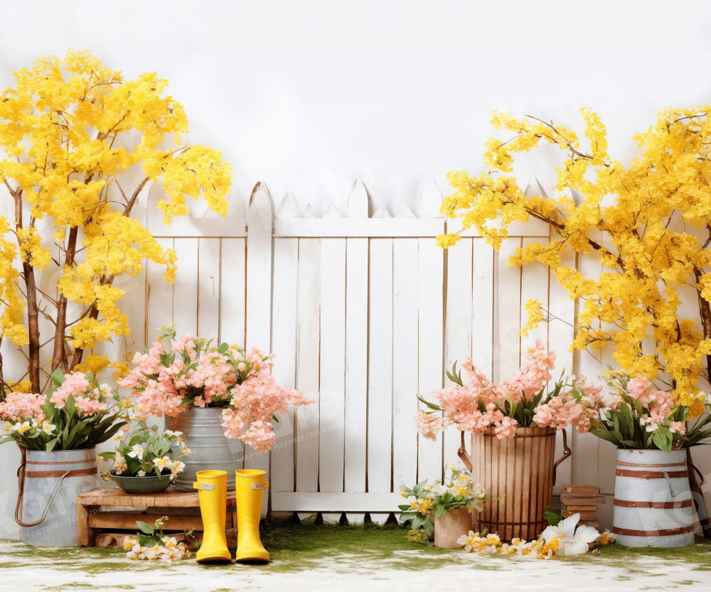 Kate Flowers Green Plants Garden Fence Backdrop Designed by Emetselch