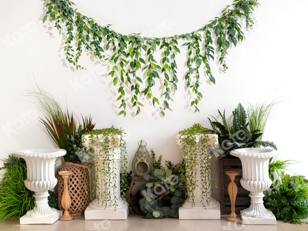 Kate Spring Green Plant Art Ornaments Backdrop Designed by Emetselch