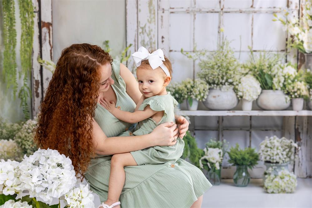 Kate Spring Green Flowers Window Room Backdrop Designed by Emetselch