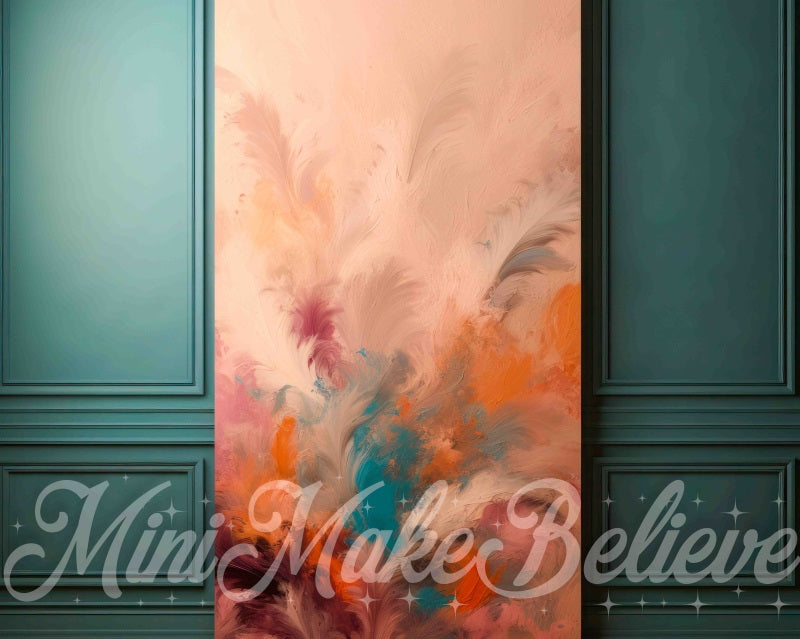 Kleurrijke Dualtone Schilderij Teal Muur Foto Achtergrond Ontworpen door Mini MakeBelieve