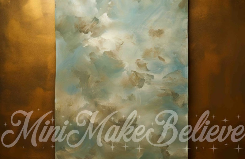 Fijne kunst dubbeltint wandlijstversiering goud-turquoise-witte achtergrond ontworpen door Mini MakeBelieve.