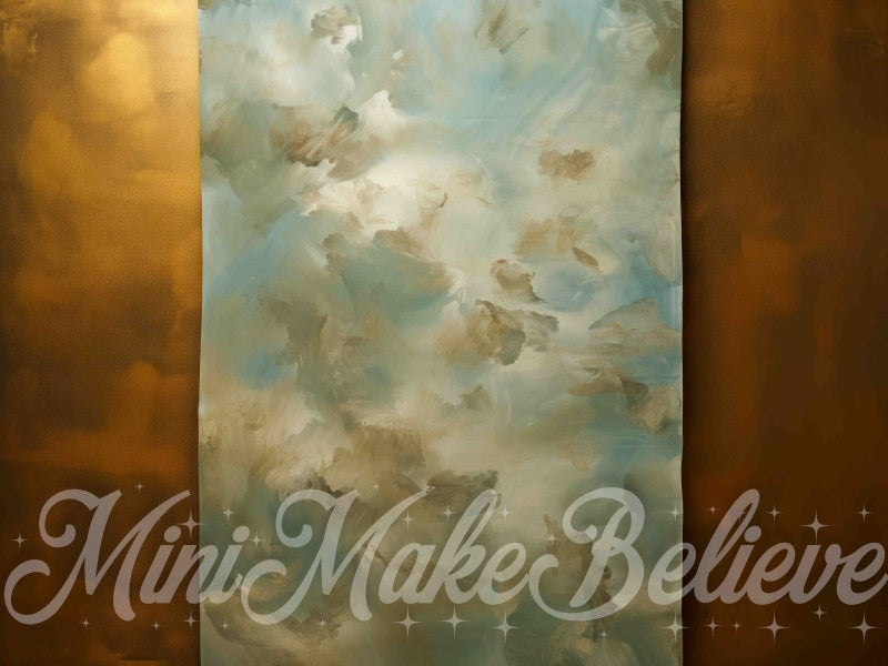 Fijne kunst dubbeltint wandlijstversiering goud-turquoise-witte achtergrond ontworpen door Mini MakeBelieve.