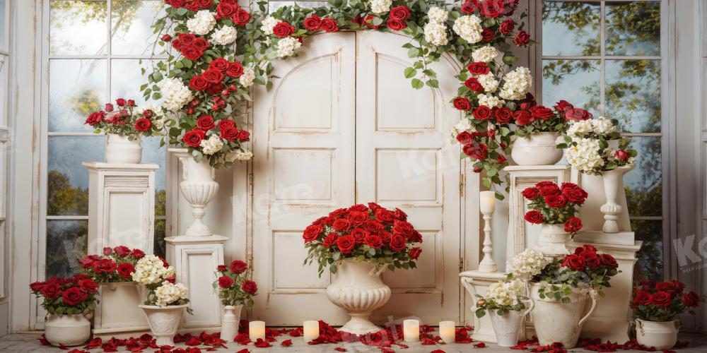 Kate Pink Rose Candle Wooden Door Backdrop Designed by Emetselch