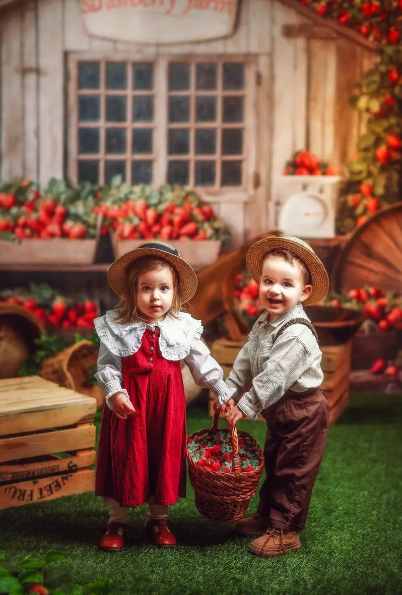 Kate Strawberry Farm Wooden House Backdrop Designed by Emetselch