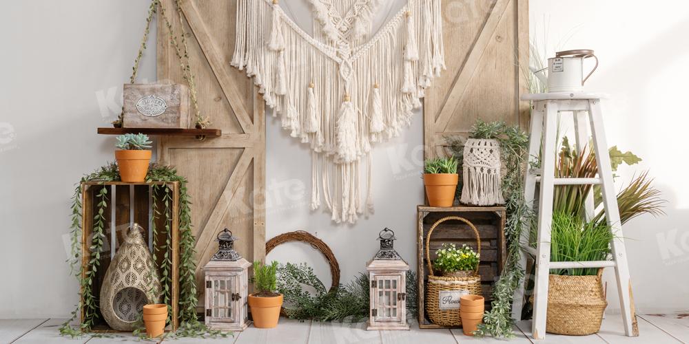 Kate Boho Green Potted Tassels Backdrop Designed by Emetselch