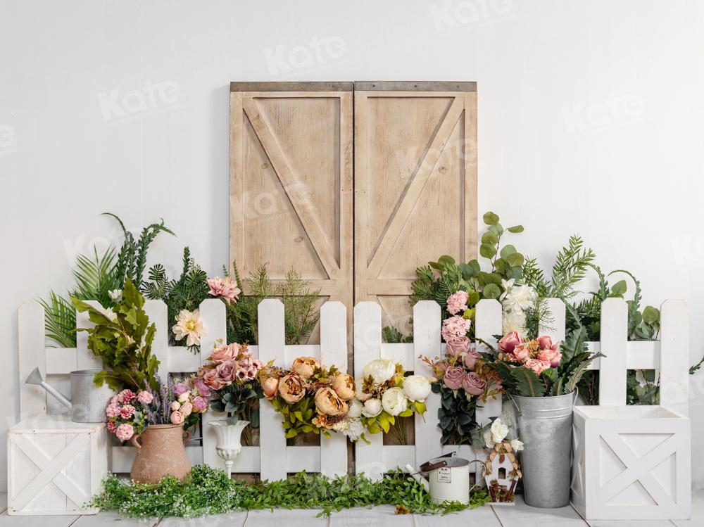 Valla de flores de Kate, puerta de madera de fondo diseñada por Emetselch