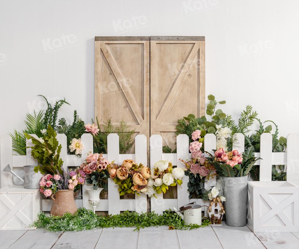 Valla de flores de Kate, puerta de madera de fondo diseñada por Emetselch