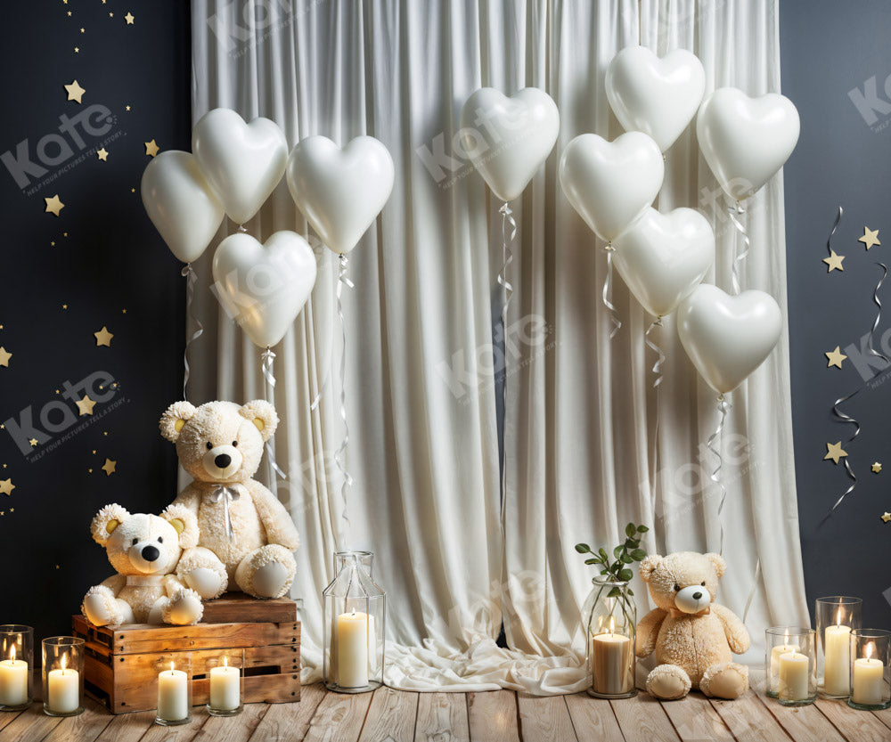 Kate White Balloon Candle Bear Backdrop Designed by Chain Photography