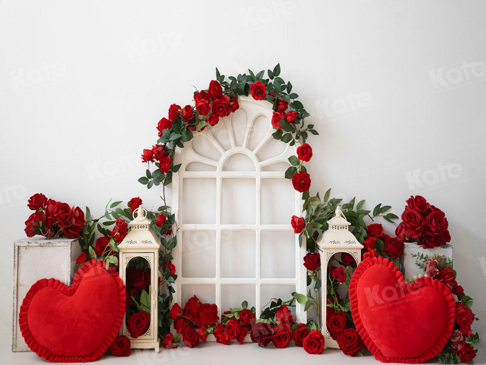 Día de San Valentín Almohada de Amor con Rosas Rojas Diseñada por Emetselch