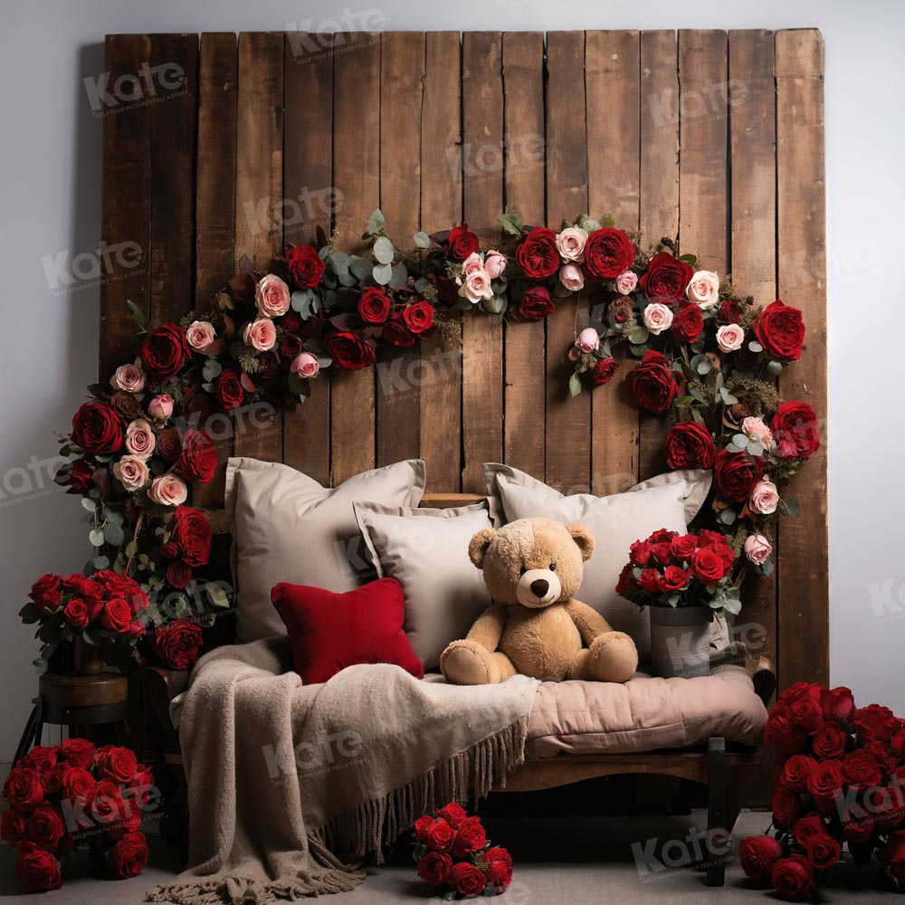 Giorno di San Valentino Orso di Fiori Sfondo del Divano Progettato da Chain Photography
