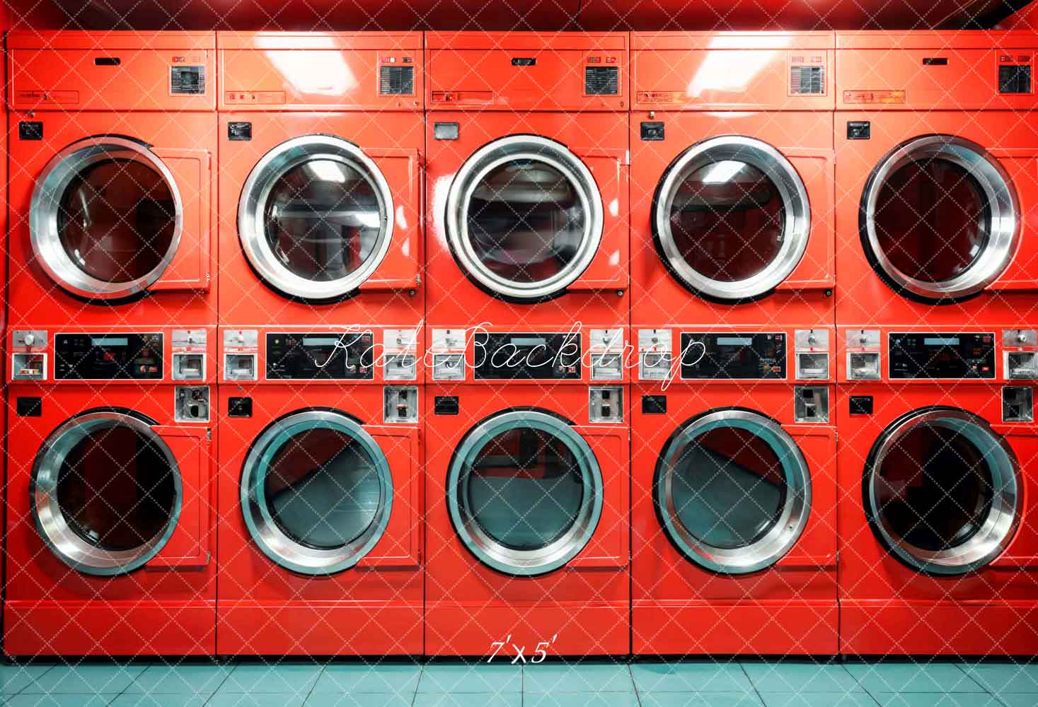 Kate Laundry Day Red Washing Machine Room Backdrop Designed by Emetselch