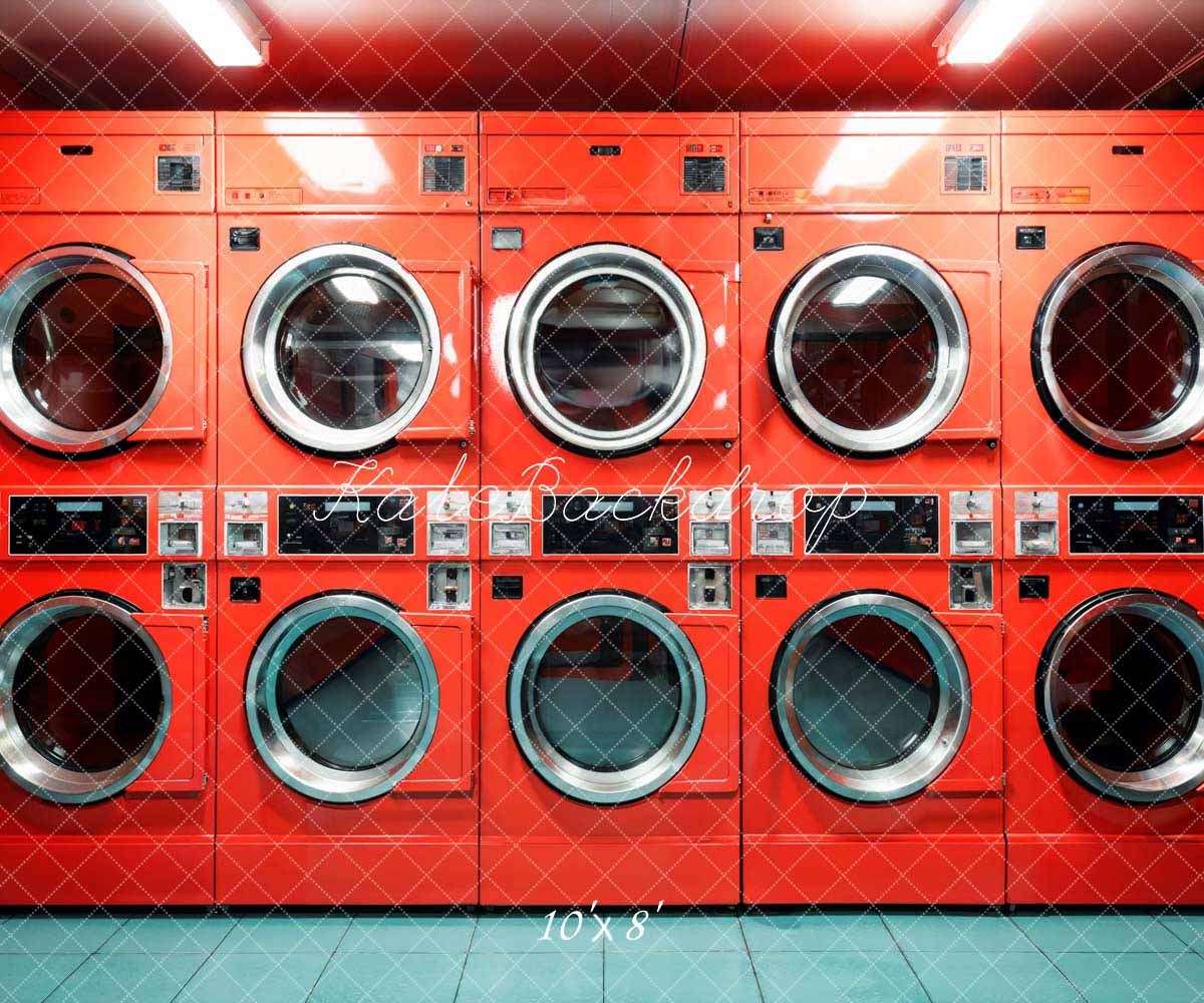 Kate Laundry Day Red Washing Machine Room Backdrop Designed by Emetselch