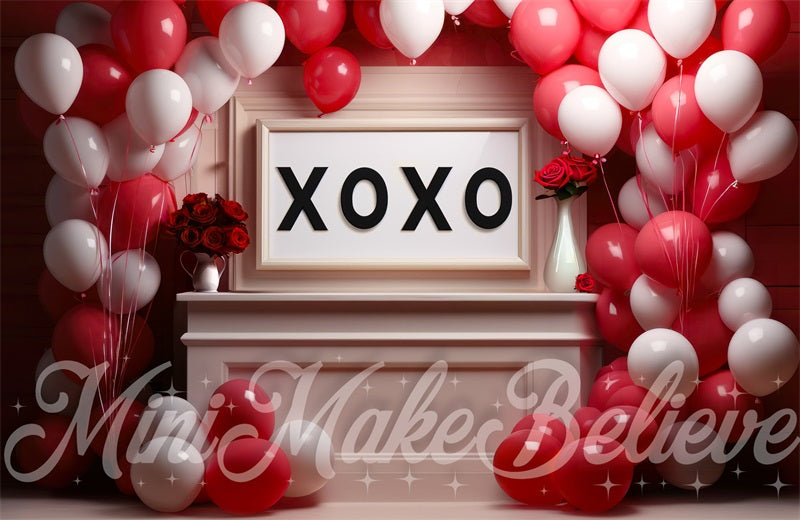 Fondo de escenario para pastelería interior en rojo diseñado por Mini MakeBelieve