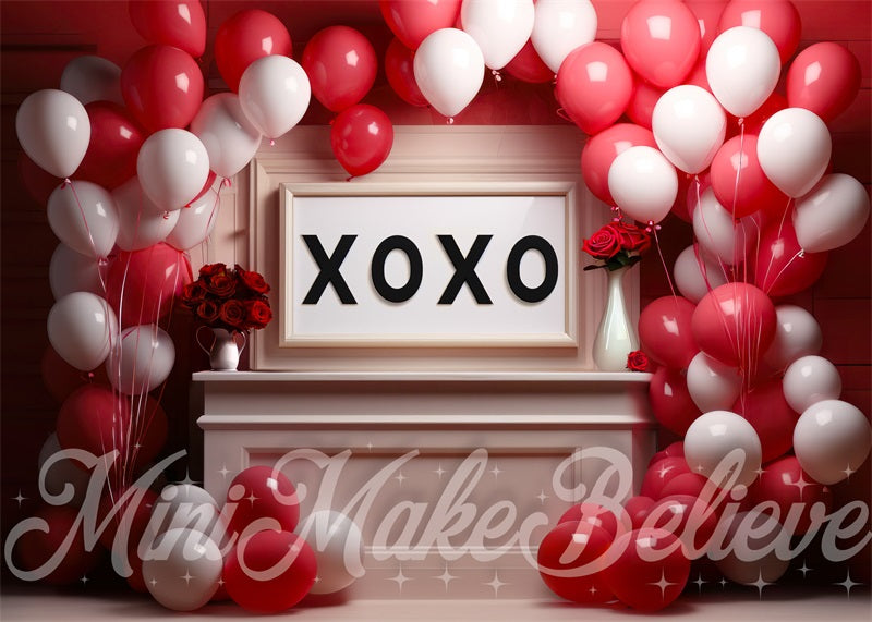 Fondo de escenario para pastelería interior en rojo diseñado por Mini MakeBelieve