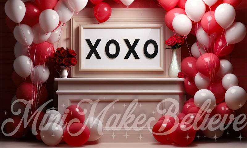 Fondo de escenario para pastelería interior en rojo diseñado por Mini MakeBelieve