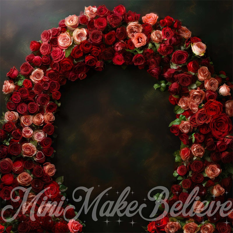 Sfondo artistico per archi di rose per San Valentino progettato da Mini MakeBelieve