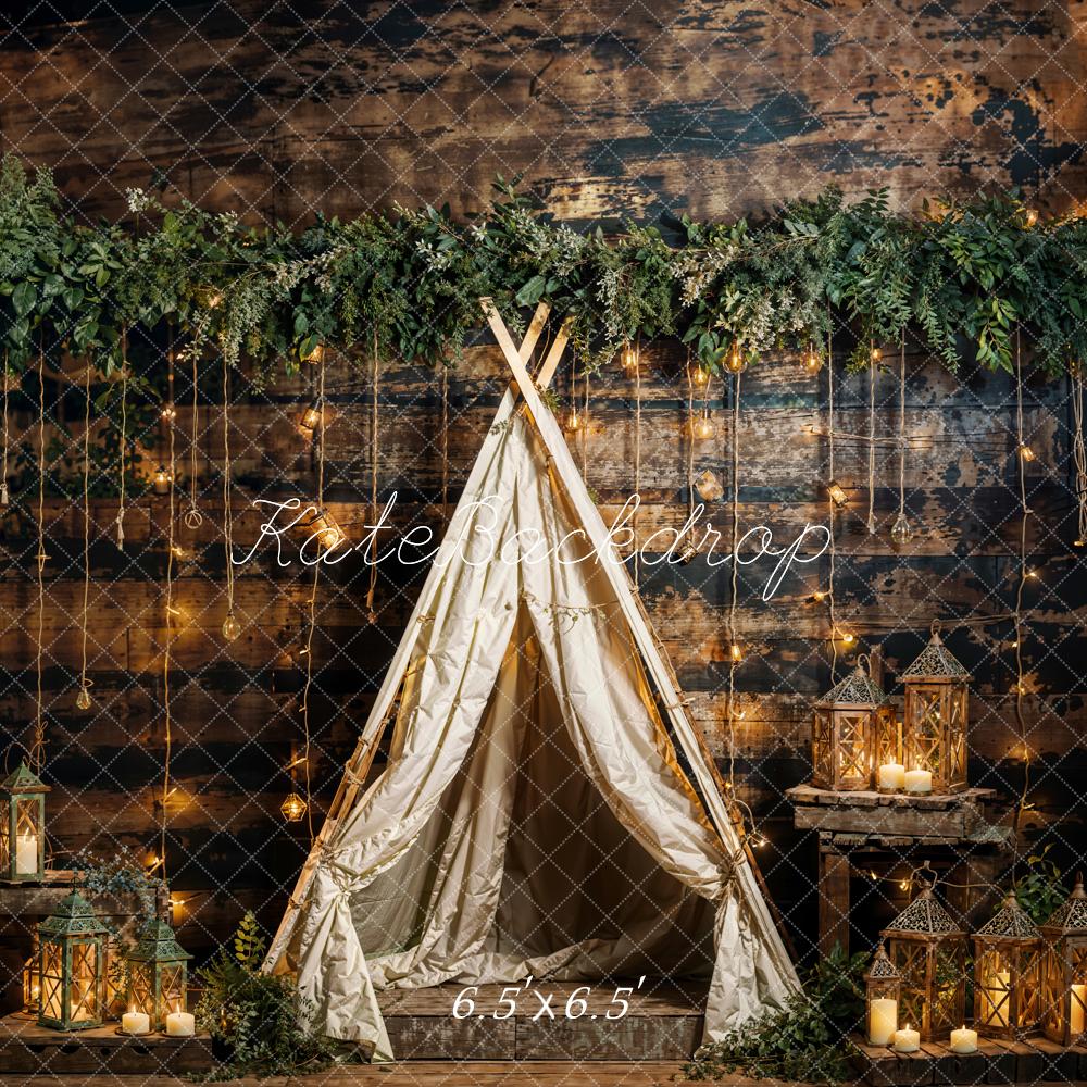 Kate Spring Green Plant String Light Tent Backdrop Designed by Emetselch