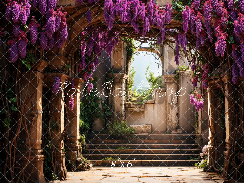 Wisteria Arch Tree Steps Foto Achtergrond Ontworpen door Chain Photography