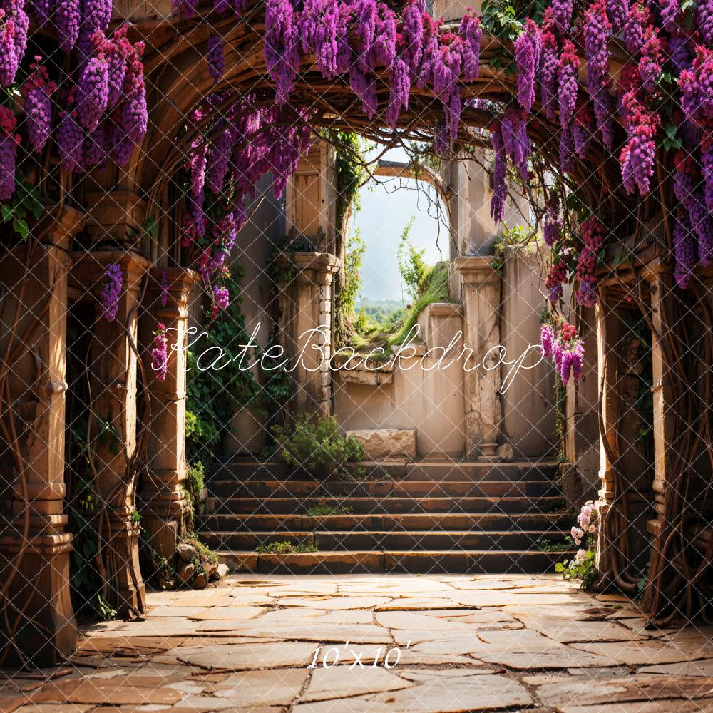 Wisteria Arch Tree Steps Foto Achtergrond Ontworpen door Chain Photography